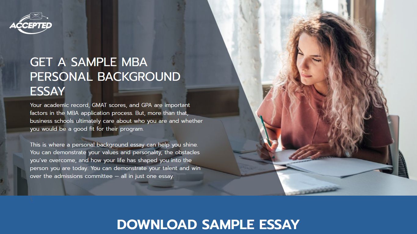 Sample Personal Background Essay - Accepted