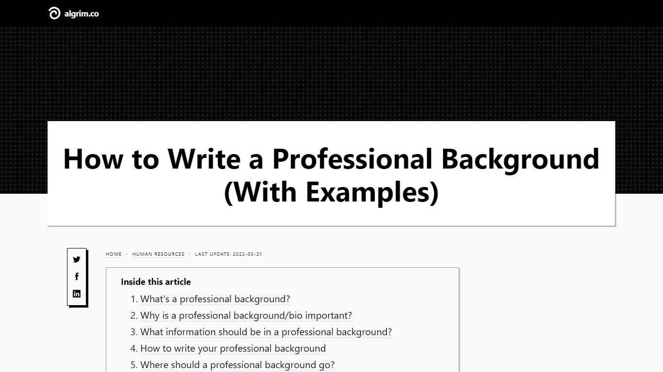 How to Write a Professional Background (With Examples)