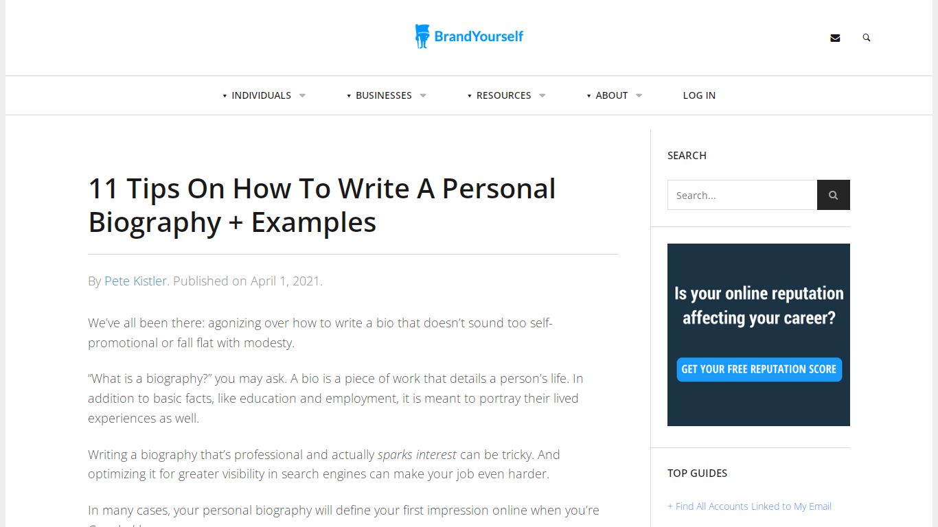 11 Tips On How To Write A Personal Biography + Examples - BrandYourself